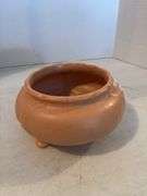 WELLER POTTERY PEACH WITH WHITE FLOWER DESIGN 4”