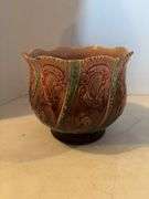 8” ANTIQUE MAJOLICA FLORAL