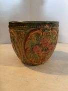 WELLER ART POTTERY JARDINIERE 7.5” x 8.5” FLORAL