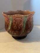 8” ANTIQUE MAJOLICA FLORAL