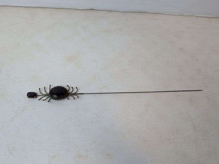 1800's Victorian amethyst & pearl round top hatpin