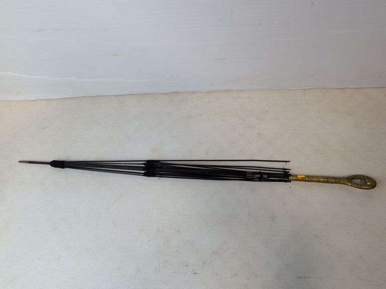 Victorian ornate gold filled umbrella apprx 36" no material covering  engraved "Anne B. Reed"