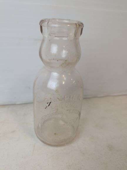 Golden Star Dairy Registered pint cream top bottle Star Mofil Pat'd date Mar 3 1925  approx 7" tall