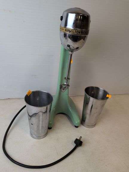 Hamilton Beach #30 Drinkmaster 1940-50's milkshake machine w/porcelain green base w/orig. cup