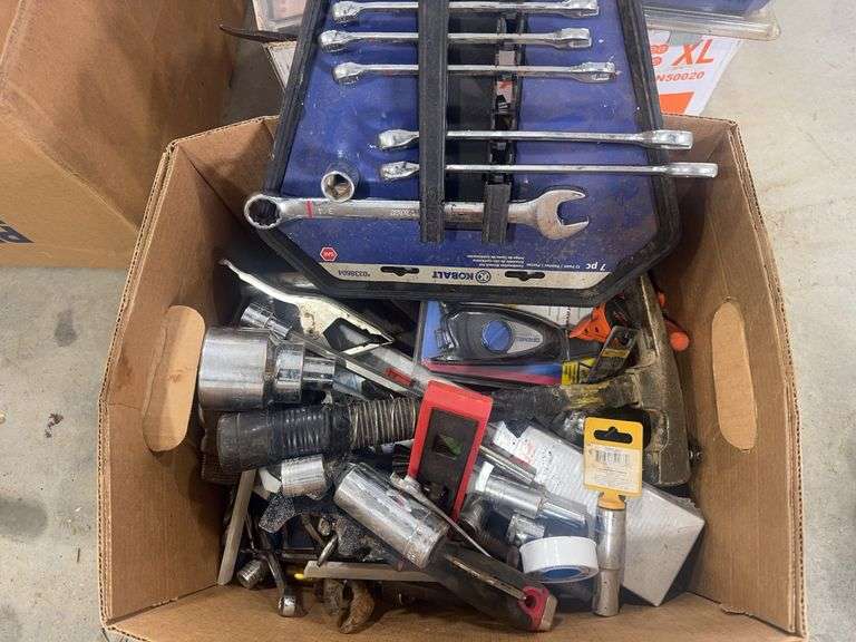 Wrenches, Bits, Box of Misc Tools