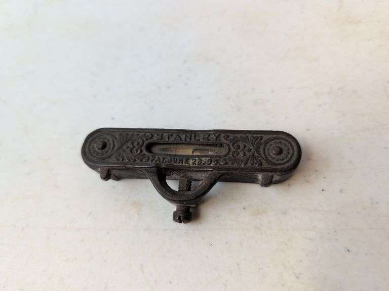 early Victorian era nice Stanley ornated scrolled cast level dated June 23 1896  3" l x 1 1/2" h