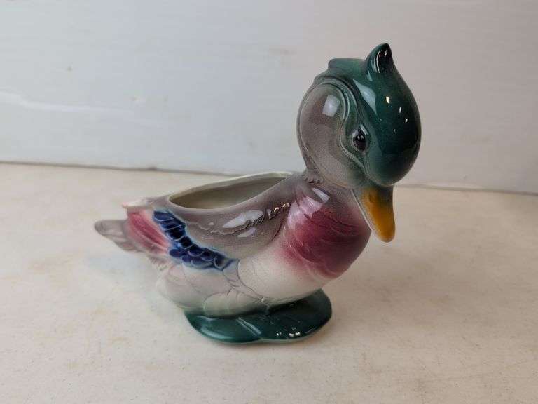 Mallard duck planter  approx 7" tall