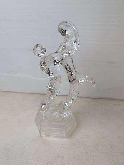 Crystal man and woman figurine approx 12" tall   nice