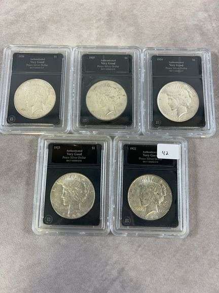 (5) Peace Dollars, mixed dates