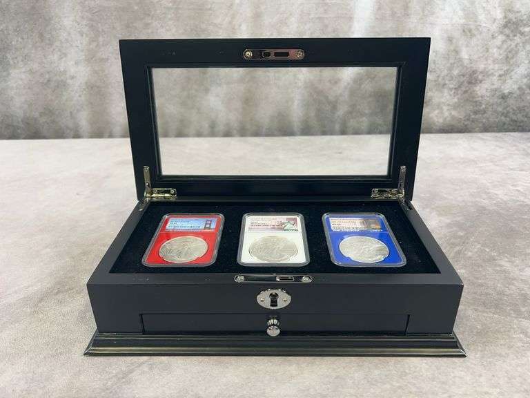 (3) 2017 Silver Eagle "Mystery Mint" NGS MS 69