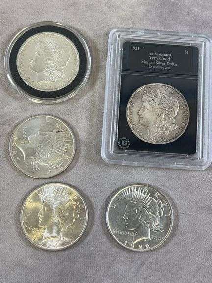 (3) Peace Dollars (2) Morgan Dollars