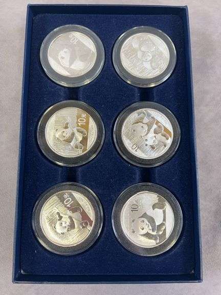 (6) 1 oz Silver Pandas