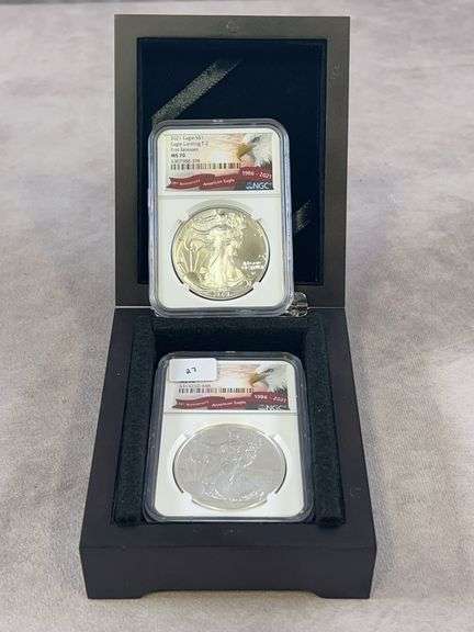 (2) 2021 Silver Eagle NGC MS 70