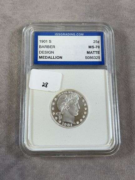 1901 Barber Design Medallion IGS MS 70