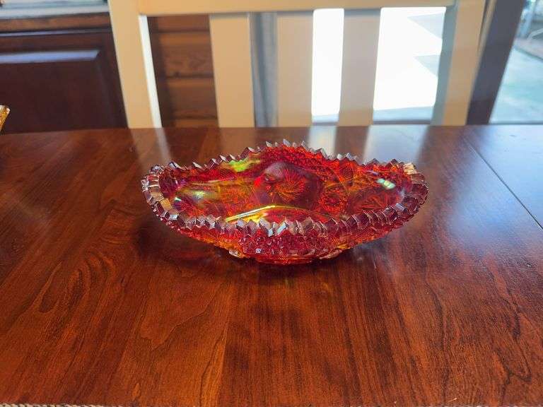 Red Carnival Glass Dish