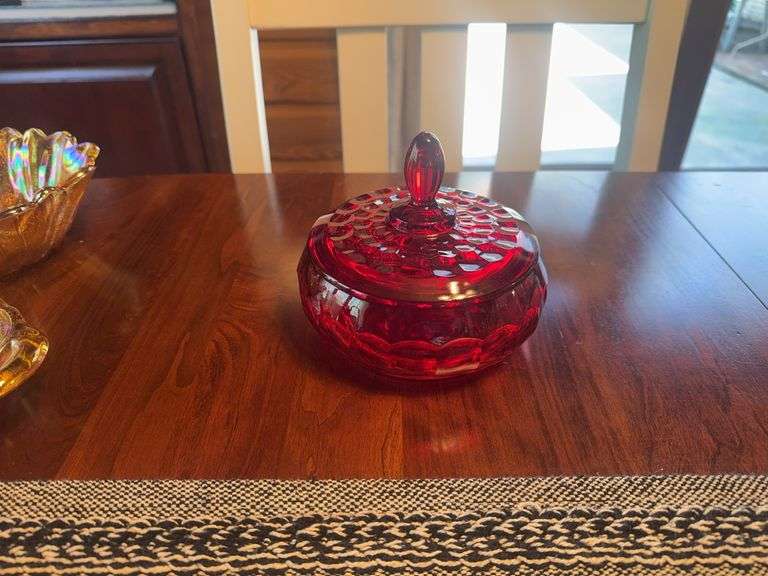 Red Glass Candy Dish