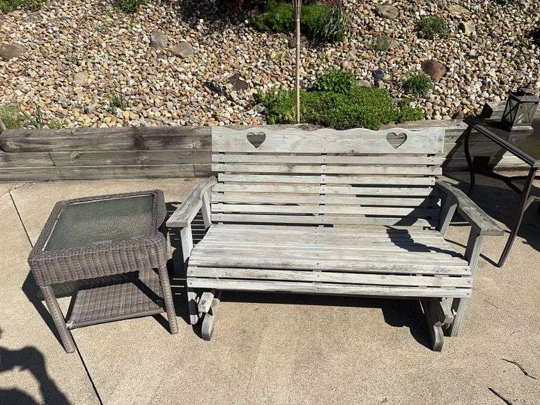 Wood Bench and End Table