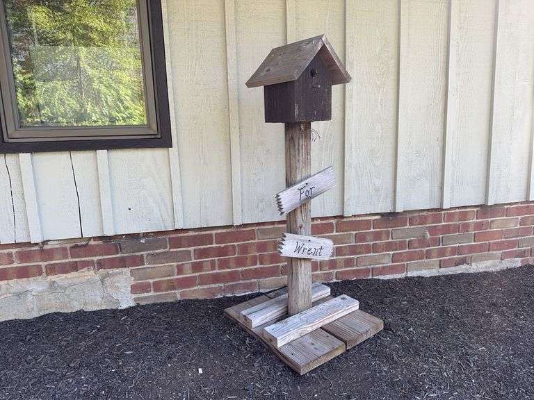 Wooden Bird Box on Stand