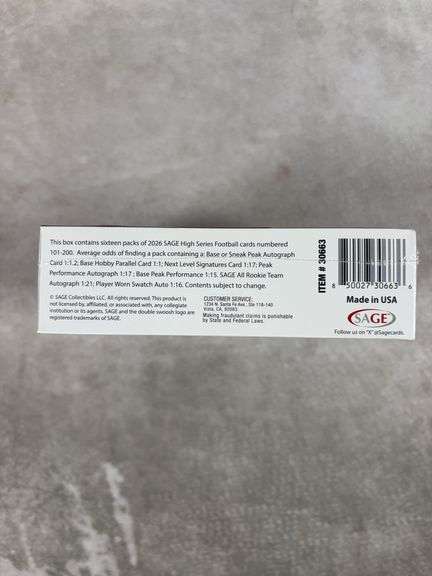 2026 SAGE Football High Series Sealed Hobby Box