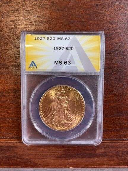 1927 $20 St. Gaudens ANACS MS63