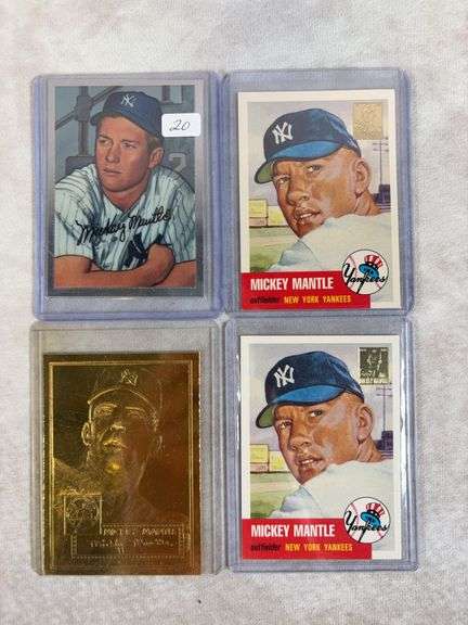 Mickey Mantle lot of 4, Bowman Chrome, Topps Gold & special gold card