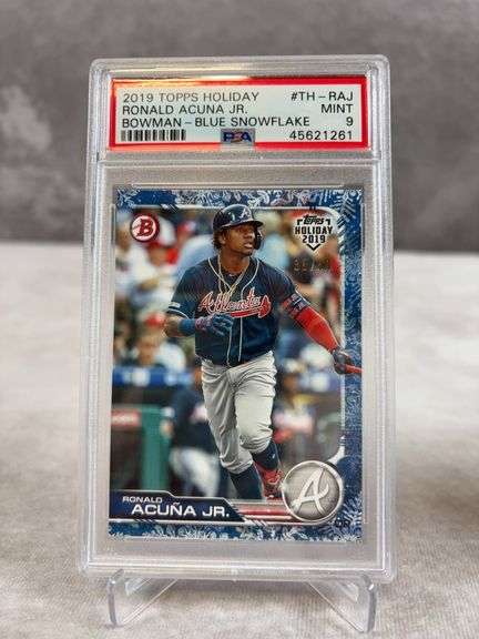 Ronald Acuna Jr 2019 Holiday Bowman Blue Snowflake PSA 9