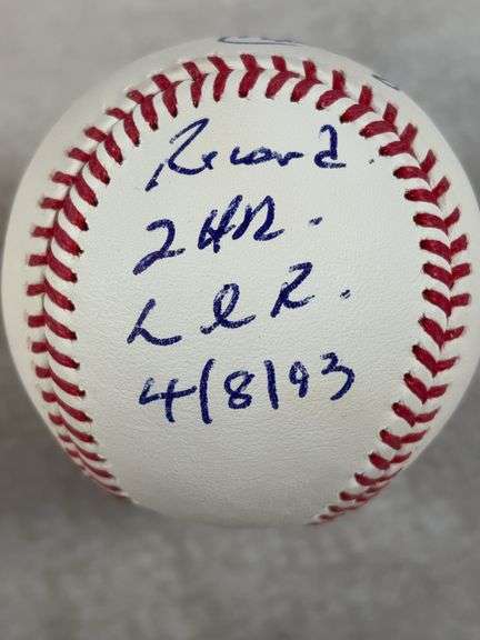 Carlos Baerga Signed ROMLB Inscribed 2 HR L&R 4/8/93