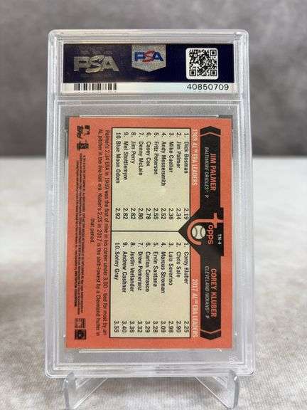 Jim Palmer & Corey Kluber 2018 Topps Heritage PSA 10