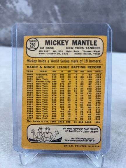 Mickey Mantle 1968 Topps, some marks otherwise good