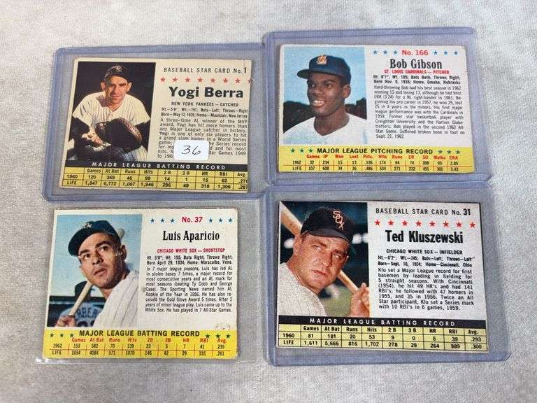 Post Cereal Cards lot of 12 : Yogi Berra, Gibson, B. Martin, Ted K., Aparicio