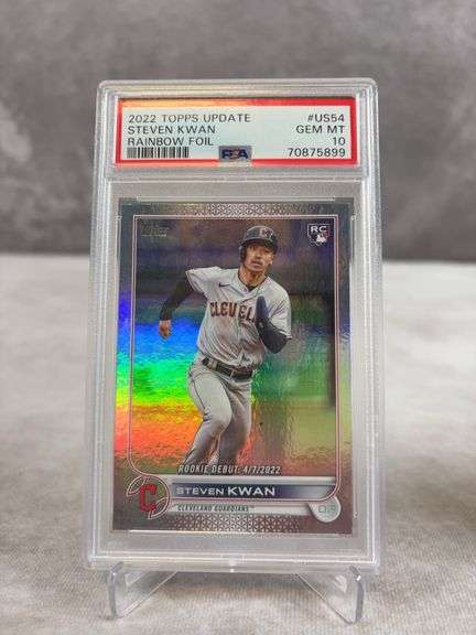 Steven Kwan Rookie Card 2022 Topps Update Rainbow Foil PSA 10