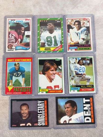 Football Rookie card lot of 8: Ronnie Lott, Singletary, Dent, Reggie White, others