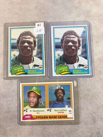 3x 1981 Topps Rickey Henderson - 2nd Year