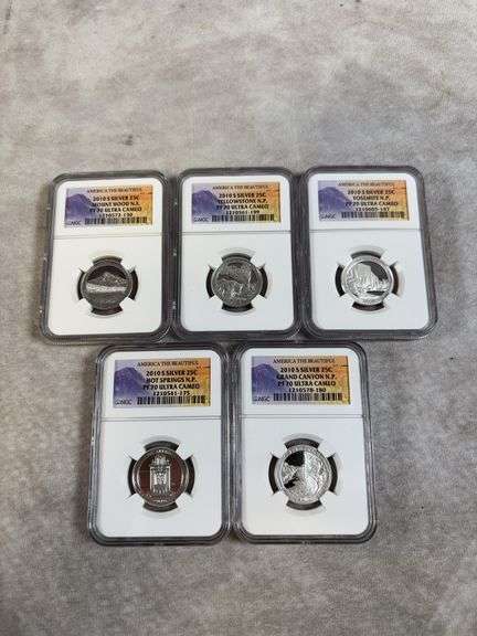 Lot Of 5 2010S Silver Quarters NGC Proof 70 Ultra Cameo