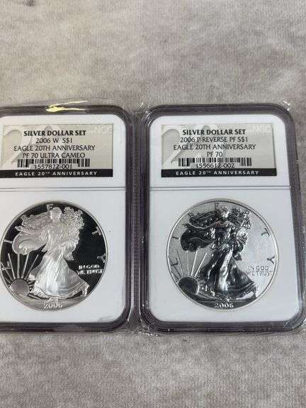 2006P, 2006W Silver Eagles NGC Reverse Proof 70 and Proof 70 Ultra Cameo