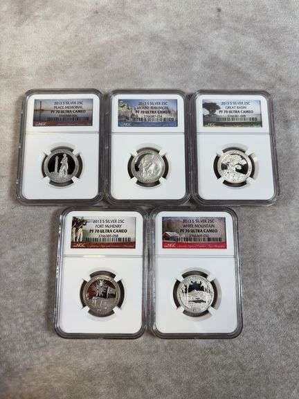 Lot Of 5 2013S Silver Quarters NGC PF70 Ultra Cameo