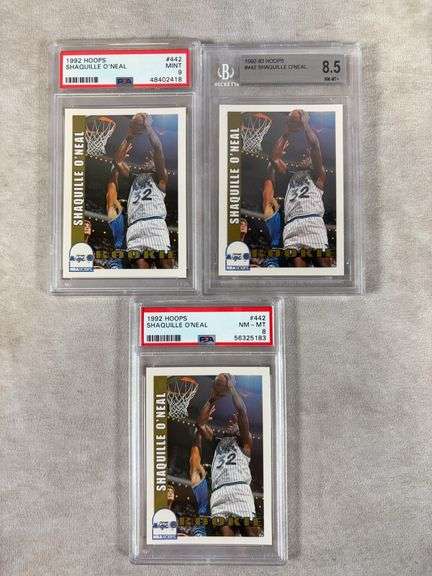 3x 1992 Hoops Shaquille O'Neal RC Graded Lot (PSA 9 & 8 & BGS 8.5)