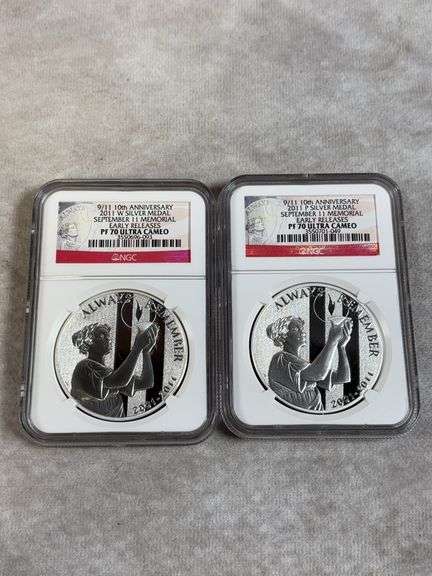 2011P, 2011W September 11th Silver Medal NGC Proof 70 Ultra Cameo