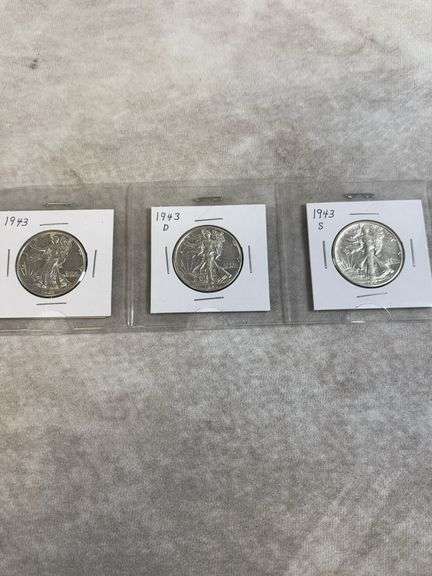 1943P,D,S Walking Liberty Halves