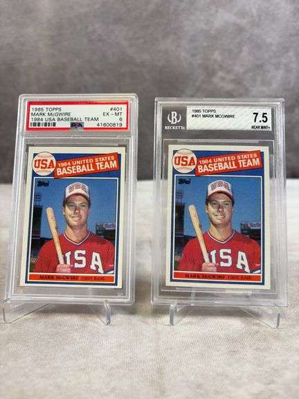 2x 1985 Topps Mark McGwire RC graded Lot (BGS 7.5 & PSA 6)