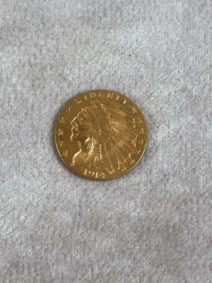 1914 2.5 Dollar Indian Head Gold Piece AU