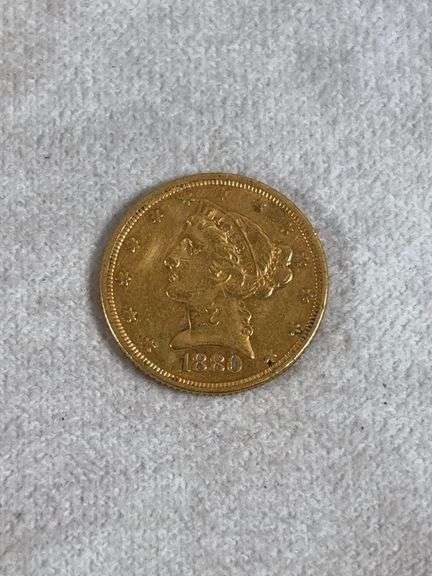 1880 5 Dollar Liberty Head Gold Piece XF