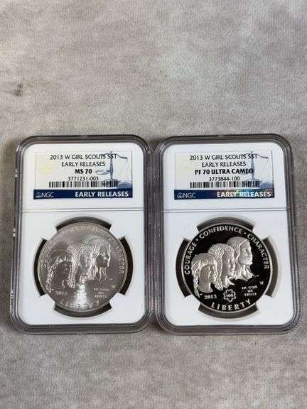 2013W Girls Scouts Silver Dollars NGC MS70 And Proof 70 Ultra Cameo
