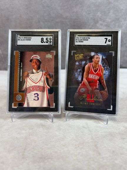 Allen Iverson 1996 Fleer Ultra all rookie SGC 7 & 1996 UD RC SGC 8.5