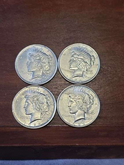 LOT OF 4-1922 PEACE DOLLARS AU-UNC