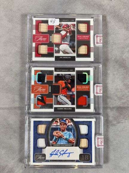 Panini full count swatches: Joe Morgan, Chris Mullens, Andres Galarraga