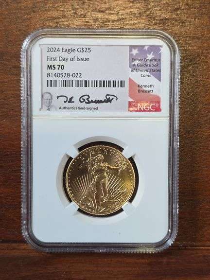 2024 $25. 1/2-OZ. GOLD EAGLE NGC MS70 KENNETH BRESSETT SIGNATURE