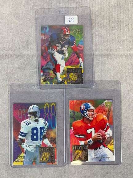 3 Card Fleer Flair Football Hot Numbers Lot-  W/HOFers