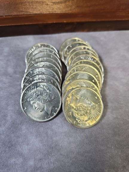 ROLL OF 20 PEACE DOLLARS AU-UNC