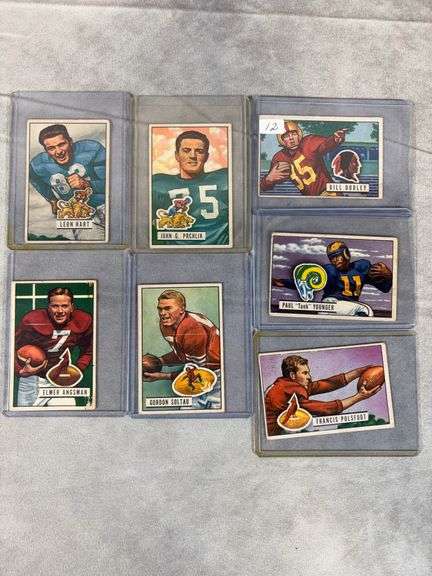 1951 Bowman football, 7 cards, with Bill Dudley